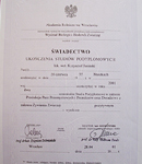 Granum - certyfikat